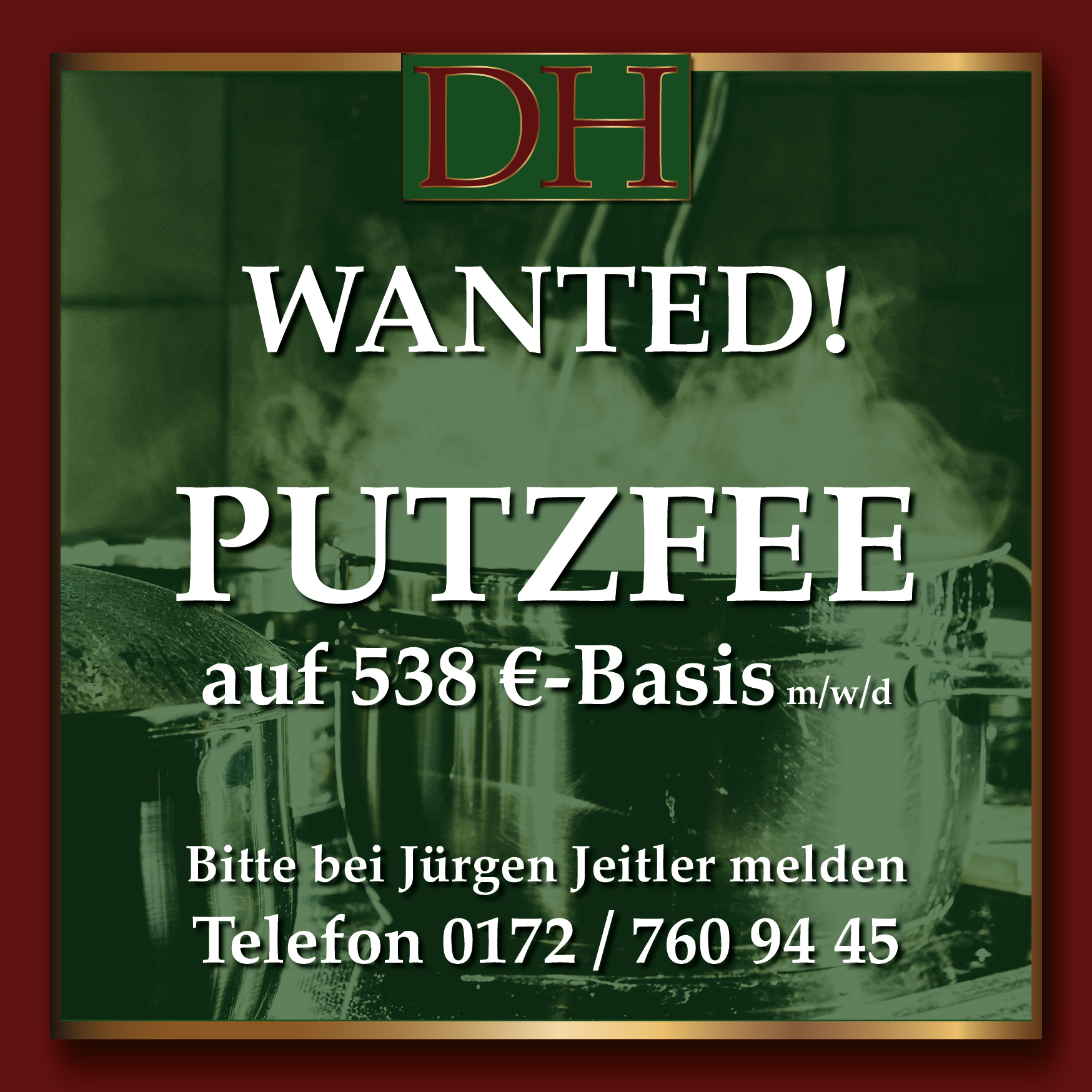 Putzfee auf 538-Euro-Basis gesucht